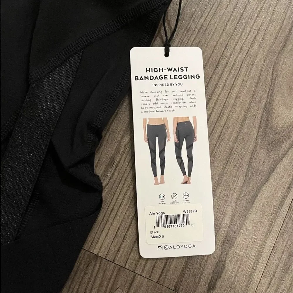 NWT Alo Yoga High Rise Waist Bandage Legging Sz XS Black